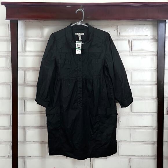 American Rag Cie Womens Large Black Blouse Dress Button Down 4 Pocket new - Picture 1 of 3